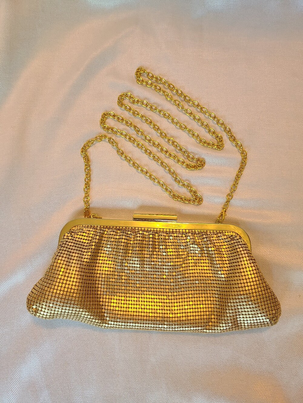 Gold Metal Mesh Evening Clutch by Urban Expressions